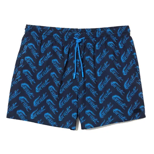 Thời trang Quần bơi - Quần Bơi Nam Lacoste Men's Recycled Polyester Printed Swim Trunks MH5635-F65 Màu Xanh Họa Tiết Size S - Vua Hàng Hiệu