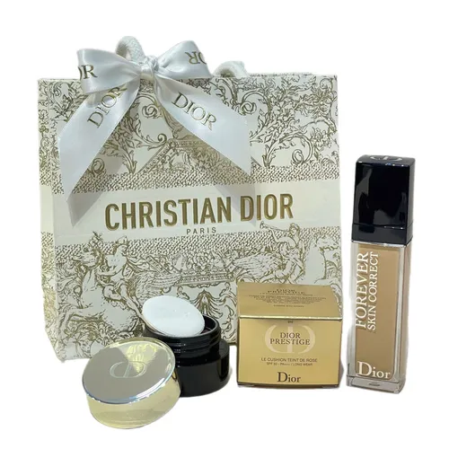 Dior - Set Trang Điểm Dior Prestige Le Cushion Teint De Rose + Skin Correct (Phấn Nước + Che Khuyết Điểm Tone 2N) - Vua Hàng Hiệu