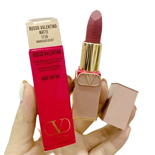 Son Môi Valentino Son lì - Son Valentino Rosso Nude Edition 111A Undressed Velvet Màu Đỏ Hồng Đất - Vua Hàng Hiệu