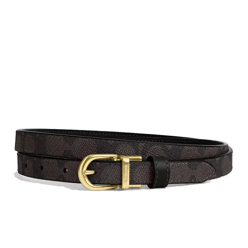 Thắt lưng Coach Nữ Canvas, Da - Thắt Lưng Nữ Coach Classic Buckle Cut To Size Reversible Belt 18mm Canvas CX058 Gold/Walnut/Black Màu Nâu Đen - Vua Hàng Hiệu
