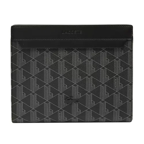 Túi Cầm Tay Nam Lacoste The Blend Zippered Monogram Canvas Clutch L NH3718LX Màu Đen L