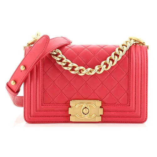 Túi Đeo Chéo Nữ Chanel Boy Flap Bag Quilted Lambskin Small Màu Hồng