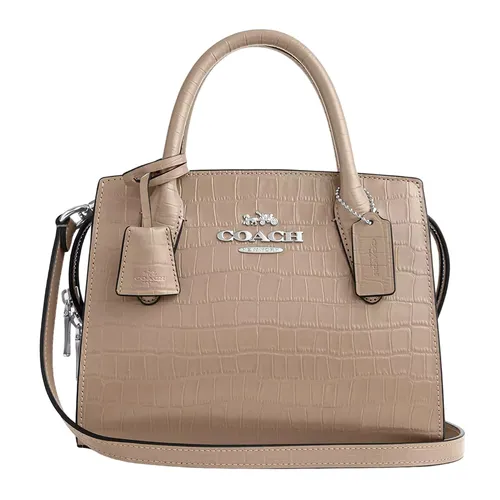 Túi Đeo Chéo Nữ Coach Andrea Carryall Crossbody Bag CR105 Novelty Leather/Silver/Stone Màu Be Đậm