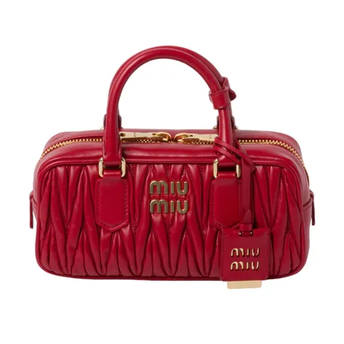 Túi xách - Túi Xách Nữ Miu Miu Arcadie Matelassé Nappa Leather Crossbody Bag Màu Đỏ - Vua Hàng Hiệu