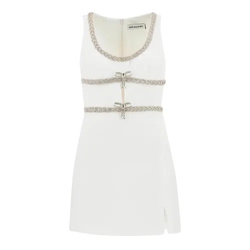 Thời trang - Váy Nữ Self-Portrait Mini Dress In White PF24 161S W Màu Trắng Size 6 - Vua Hàng Hiệu