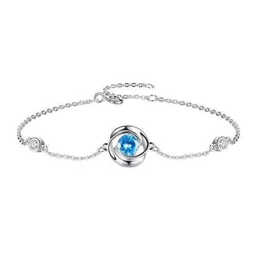 Lili Jewelry - Vòng Đeo Tay Nữ Lili Jewelry Đính Đá CZ Hình Bông Hoa Hồng LILI_787759 Màu Bạc Phối Xanh - Vua Hàng Hiệu