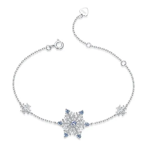Lili Jewelry - Vòng Đeo Tay Nữ LiLi Jewelry Hình Bông Tuyết Đính Đá Spinel, Đá CZ LILI_518597 Màu Bạc/Xanh - Vua Hàng Hiệu