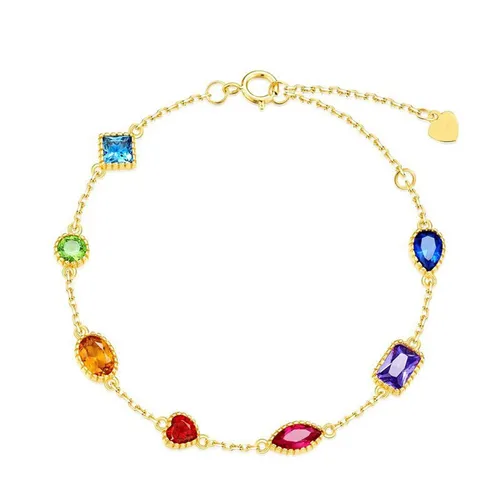 Lili Jewelry - Vòng Đeo Tay Nữ Lili Jewelry LILI_634445 Bạc Mạ Vàng Đính Đá CZ Phối Màu - Vua Hàng Hiệu