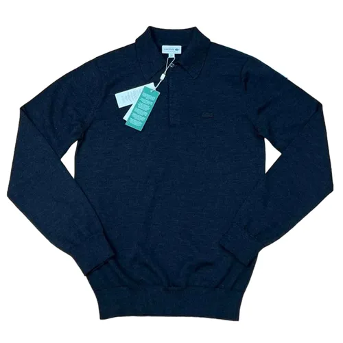 Lacoste Áo Polo Vải cao cấp - Áo Polo Dài Tay Nam Lacoste Men's Paris Shirt Stretchy Straight Fit Màu Xanh Navy Size 5 - Vua Hàng Hiệu