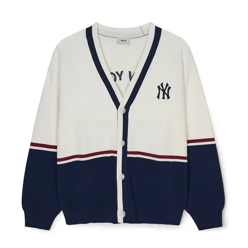 Thời trang - Áo Cardigan MLB Varsity New York Yankees Cardigan 3AKCV0144-50CRS Màu Trắng Kem Size S - Vua Hàng Hiệu