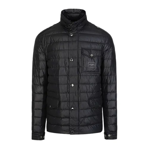 Thời trang - Áo Khoác Nam Dolce & Gabbana D&G Logo Plate Goose Down Nylon Jacket Black G90X1T FUM8S N0000 Màu Đen Size 44 - Vua Hàng Hiệu