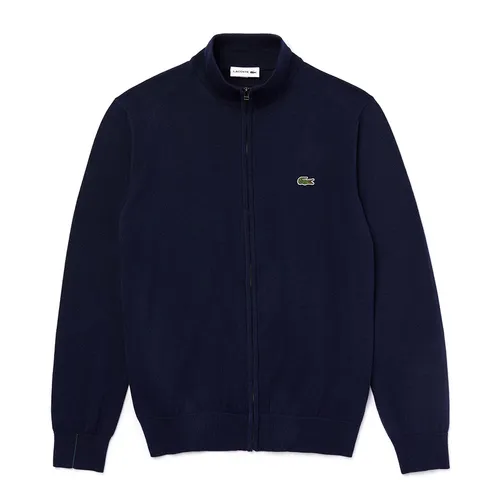 Thời trang - Áo Khoác Len Nam Lacoste Stand-up Collar Organic Cotton Zippered Sweater AH1957 166 Màu Xanh Navy Size 2 - Vua Hàng Hiệu