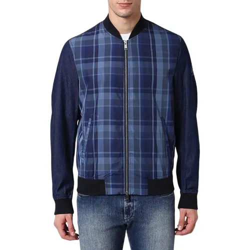 Thời trang Armani Exchange - Áo Khoác Nam Armani Exchange Checked Zip-Front Jacket 3GZB50 ZNERZ 6576 Màu Kẻ Xanh Size L - Vua Hàng Hiệu