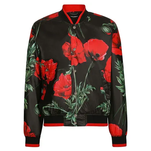 Áo Khoác Nam Dolce & Gabbana D&G Poppy-print Bomber Jacket G9XK8T Màu Đen Size 48 - Thời trang - Vua Hàng Hiệu