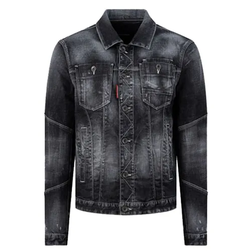 Thời trang - Áo Khoác Nam Dsquared2 Grey Denim Wash S71AN0378 S30357 Màu Xám Đen Size 46 - Vua Hàng Hiệu