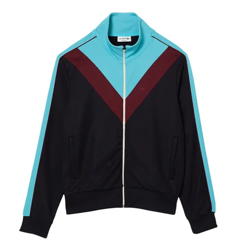 Áo Khoác Nỉ Nam Lacoste Zipped Ripstop Piqué Colourblock Sweatshirt SH1168 IZT Màu Xanh/Đen Size S