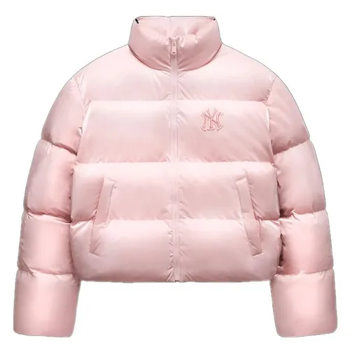 Áo Khoác Nữ MLB Women's Crop Metal Glossy Curve Padding New York Yankees 3FDJB2346-50PKM Màu Hồng Size XS