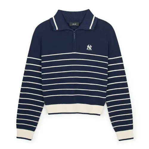 MLB Korea Áo len - Áo Len Nữ MLB Varsity New York Yankees Knit Pullover 3FKPV0244-50NYS Màu Xanh Navy - Vua Hàng Hiệu