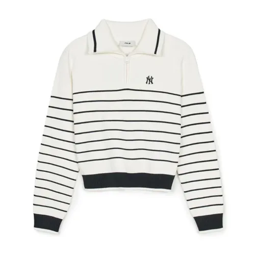 MLB Korea Áo len - Áo Len Nữ MLB Varsity New York Yankees Knit Pullover 3FKPV0244-50CRS Màu Trắng Kem - Vua Hàng Hiệu