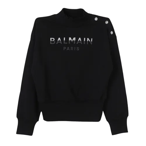 Thời trang Balmain Nữ - Áo Nỉ Balmain In Black BV4A90-Z0081 Màu Đen - Vua Hàng Hiệu