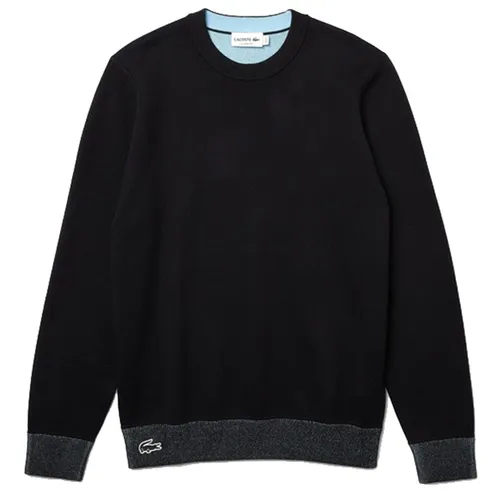 Áo Nỉ Nam Lacoste Men's Reversible Crew Neck Contrast Sweater EUC Cotton Blend Màu Đen Size 2