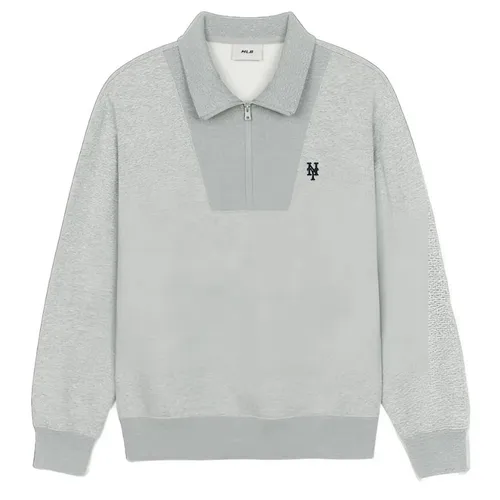 Áo Nỉ Sweater MLB Basic Small Logo Fleece Half Zip Sweatshirt New York Mets 3AMTB0546-09MGS Màu Ghi - Thời trang - Vua Hàng Hiệu