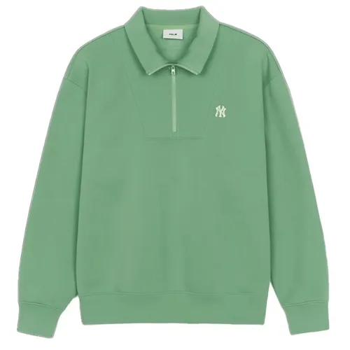 Áo Nỉ Sweater MLB Basic Small Logo Half Zip Sweatshirt New York Yankees 3AMTB0546-50KAL Màu Xanh Khaki - Thời trang - Vua Hàng Hiệu