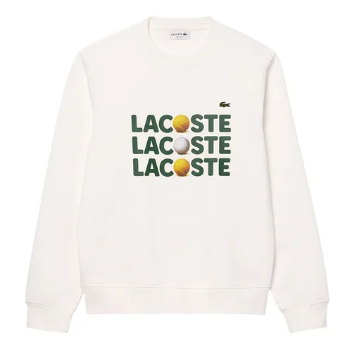 Thời trang - Áo Nỉ Sweater Nam Lacoste Printed Fleece Sweatshirt SH7421 70V Màu Trắng Size 4 - Vua Hàng Hiệu