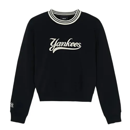 Áo Nỉ Sweater Nữ MLB Varsity Cursive New York Yankees Sweatshirts 3FMTV0344 50BKS Màu Đen