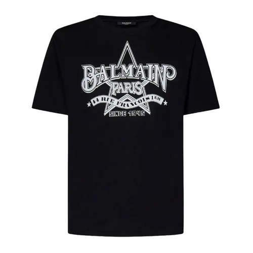 Áo Phông Nam Balmain Black With Logo Printed Tshirt CH1EG000GD29 Màu Đen Size S - Thời trang - Vua Hàng Hiệu