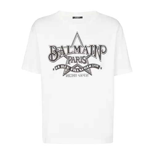 Áo Phông Nam Balmain White With Logo Printed Tshirt CH1EG000GD29 Màu Trắng Size XXS - Thời trang - Vua Hàng Hiệu