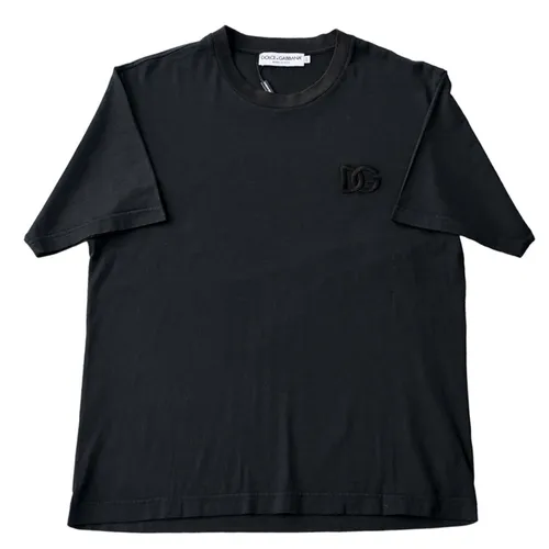 Áo Phông Nam Dolce & Gabbana D&G With Logo Embroidered T-Shirt G8RI6Z G7L3I S9019 Màu Đen Size 46
