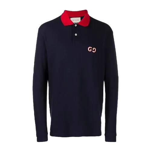 Áo Polo Dài Tay Nam Gucci  573258XJA6C Long Sleeves Màu Xanh Navy Size M
