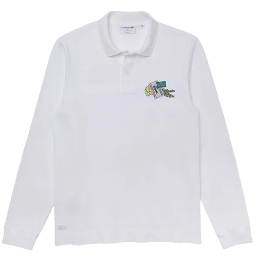 Áo Polo Dài Tay Nam Lacoste Holiday Crocodile Badge Shirt PH1370 001 White Màu Trắng Size 3