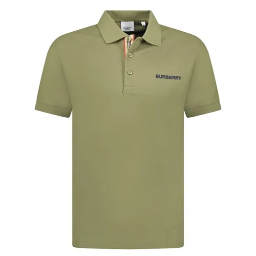 Áo Polo Nam Burberry Hartford Embroidery Logo Check 8084439 Màu Xanh Green Size S