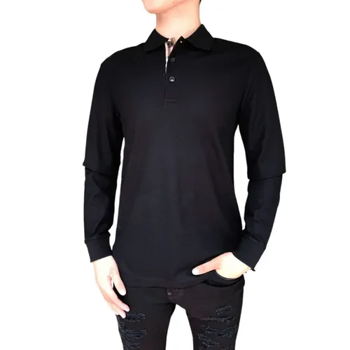Áo Polo Nam Burberry Long Sleeve Check Polo Shirt Màu Đen