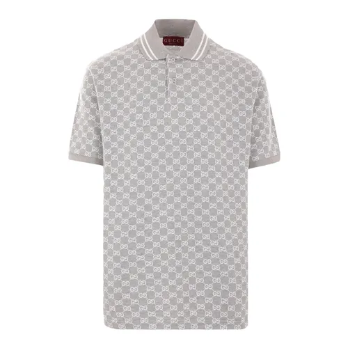 Thời trang Xám Áo Polo - Áo Polo Nam Gucci Grey With Monogram Logo Printed Polo Shirt 788024 XJGQX 1087 Màu Xám Size M - Vua Hàng Hiệu