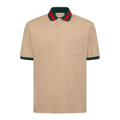 Áo Polo Nam Gucci Web Collar Polo Shirt In Stretch Cotton Piquet 701735 Màu Be Đậm Size S - Thời trang - Vua Hàng Hiệu
