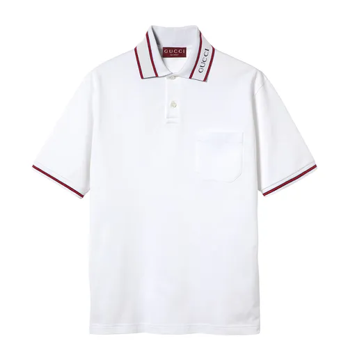 Áo Polo Nam Gucci With Logo Collar Printed 784422 XJGJW 9692 Màu Trắng Size S