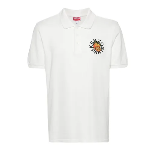 Thời trang Kenzo Trắng - Áo Polo Nam Kenzo With Logo Embroidered FE55PO535 4PU-02 Màu Trắng Size S - Vua Hàng Hiệu