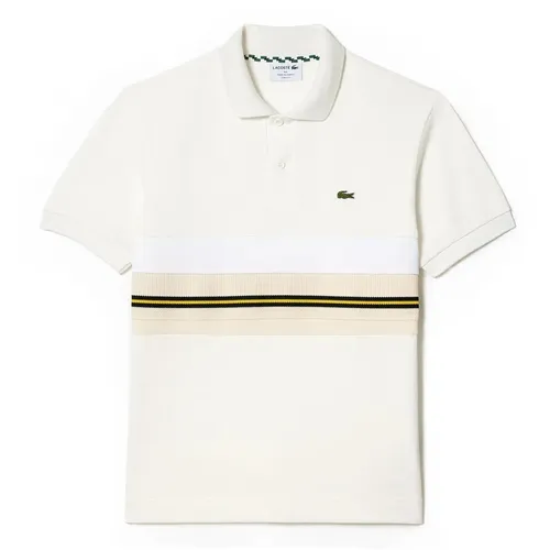 Áo Polo Nam Lacoste Classic Fit French Made Contrast Stripe Shirt PH1132 70V Màu Kem Size 4