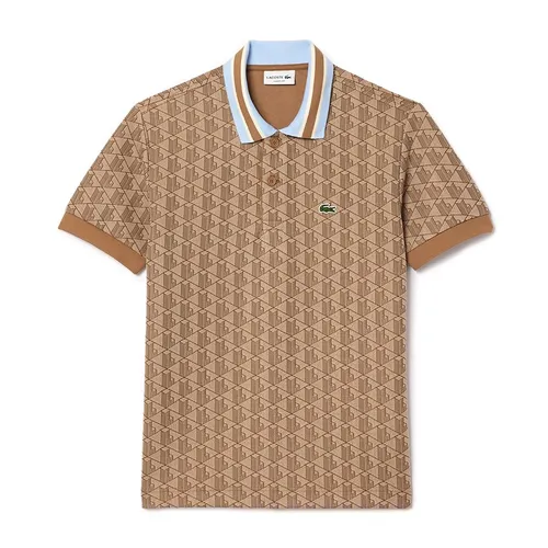 Thời trang Lacoste Nâu họa tiết Áo Polo - Áo Polo Nam Lacoste Contrast Collar And Monogram Classic Shirt DH1417- IRP Màu Nâu Họa Tiết Size 5 - Vua Hàng Hiệu
