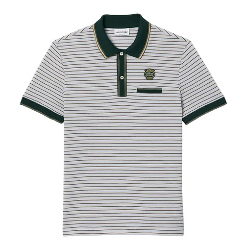 Áo Polo Nam Lacoste Regular Fit Striped Mini Piqué PH7583 T69 Màu Xám Kẻ Size 3