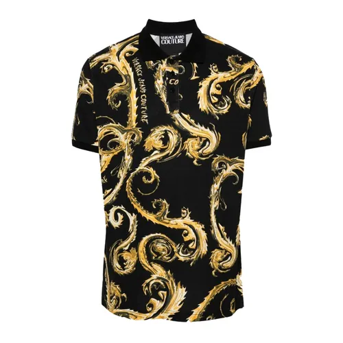 Áo Polo Nam Versace Jeans Couture In Black Short Sleeve 77GAG6S0 JS390 Màu Đen Vàng Size 44