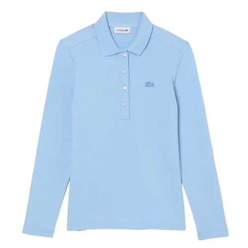 Thời trang Xanh nhạt Áo Polo - Áo Polo Nữ Lacoste Women's Slim Fit Long Sleeve Màu Xanh Nhạt Size 34 - Vua Hàng Hiệu