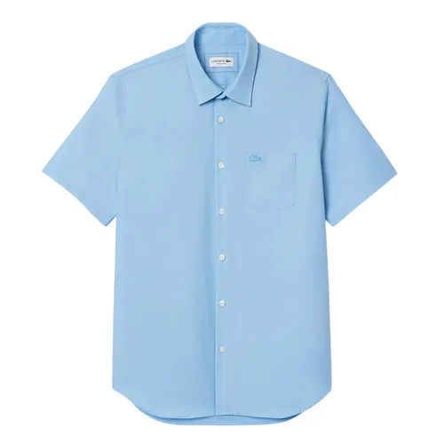 Áo Sơ Mi Cộc Tay Nam Lacoste Men's Regular Fit Solid Cotton Shirt CH8528 HBP Màu Xanh Da Trời Size 41