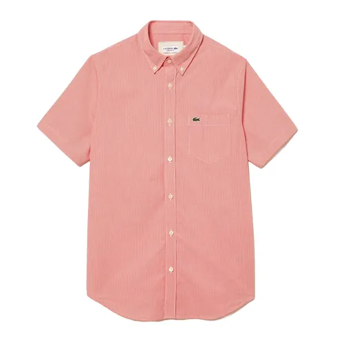 Áo Sơ Mi Cộc Tay Nam Lacoste Regular Fit Gingham Check Shirt CH2879 LXS Kẻ Caro Đỏ Size 39