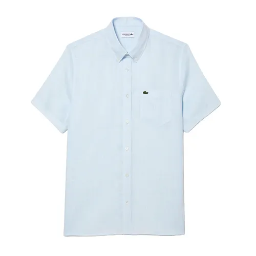Thời trang Áo sơ mi Vải Linen - Áo Sơ Mi Cộc Tay Nam Lacoste Regular Fit Shirt CH5699 T01 Màu Xanh Da Trời Size 38 - Vua Hàng Hiệu