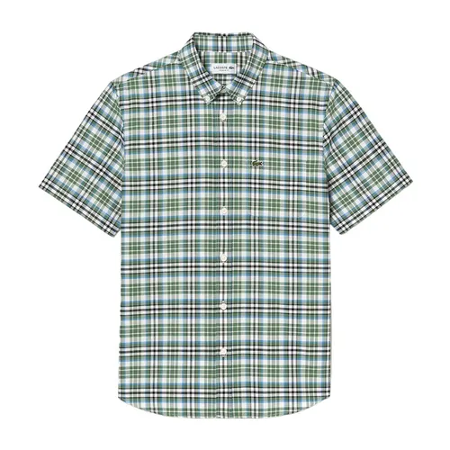 Thời trang Áo sơ mi - Áo Sơ Mi Nam Lacoste Regular Fit Short Sleeve Check CH1910 10 U9I Màu Xanh Lá Size 40 - Vua Hàng Hiệu