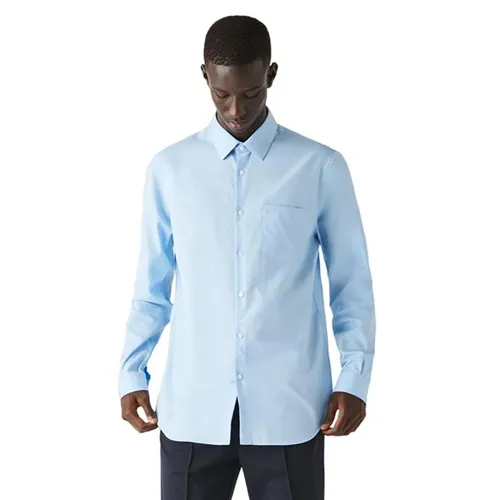 Áo Sơ Mi Dài Tay Nam Lacoste Regular Fit Cotton CH2745 HBP Poplin Shirt Màu Xanh Da Trời Size 38